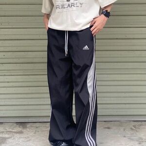 Adidas Black Pants with Gray Stripes